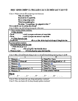 Câu hỏi ôn tập môn Tin học Lớp 6 trong giao đoạn nghỉ do Covid-19